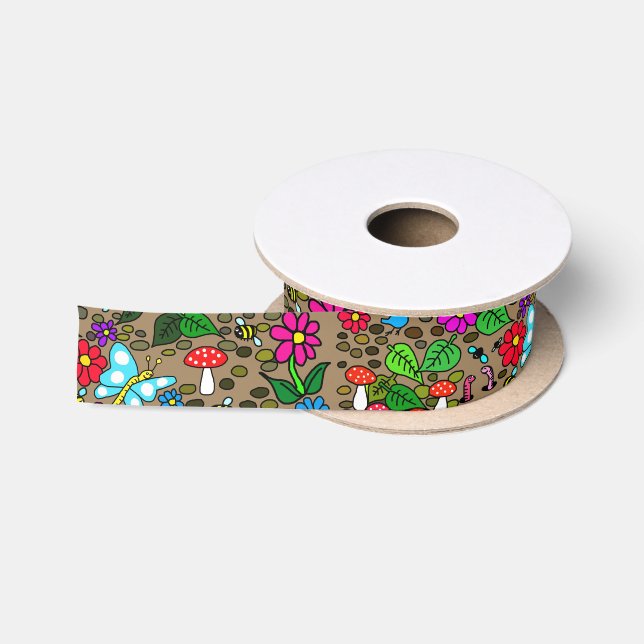 Woodland Scene Cartoon Satin Ribbon (Spool)