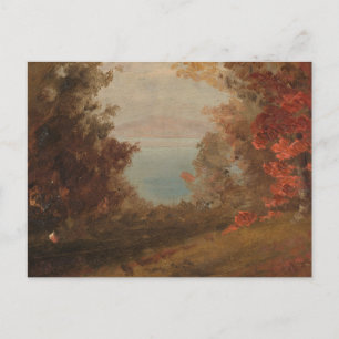 Woodland Scene In Autumn Hudson or Maine 1860 Art Postcard