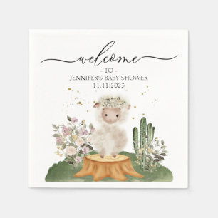 Woodland Sheep Pastel Earth Tone Baby Shower Napkin