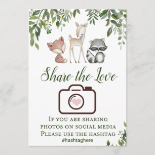 Woodland Sign - Share the Love Hashtag Sign 5x7 Invitation