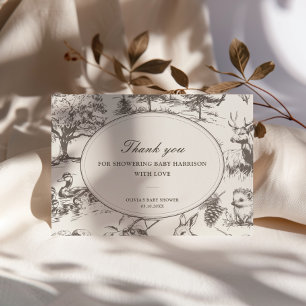Woodland Sketched Allover Print Baby Shower Thank You Card