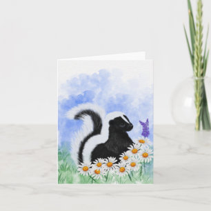 Woodland Skunk in Daisy Meadow Small Greeting Card