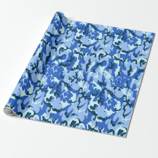 Woodland Sky Blue Camouflage Wrapping Paper