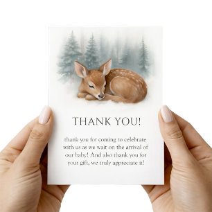 Woodland Sleeping Baby Deer Winter Baby Shower Thank You Card