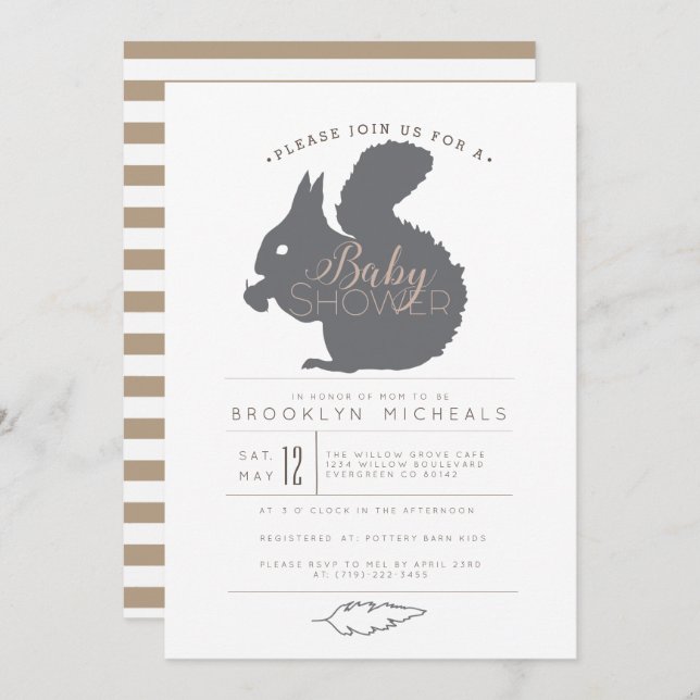 Woodland Squirrel Baby Shower Invite (Front/Back)