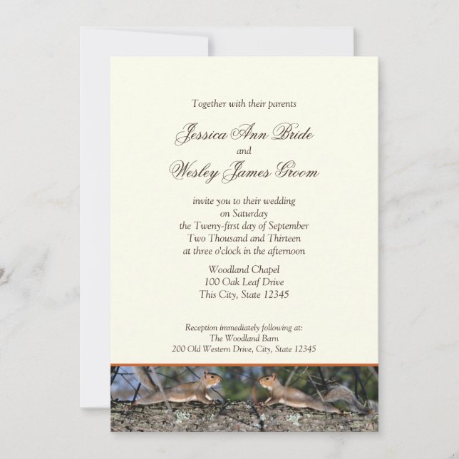 Woodland Squirrel Country Wedding Invitation (Front)