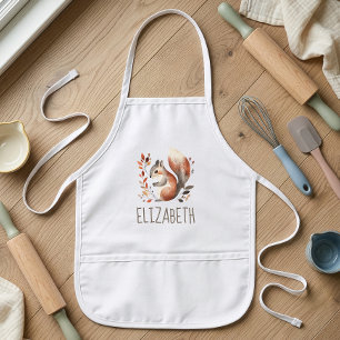 Woodland Squirrel Cute Personalized Kids Apron