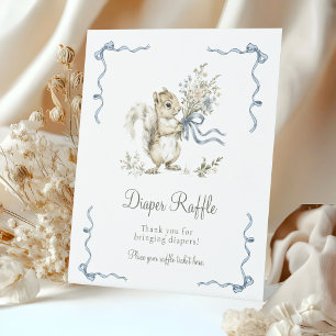 Woodland Squirrel Diaper Raffle Baby Shower Pedestal Sign