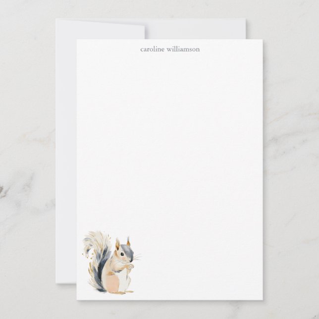 Woodland Squirrel Nature Personalized Stationery Card (Front)