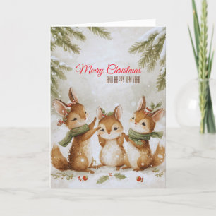 Woodland Squirrels Holiday Card