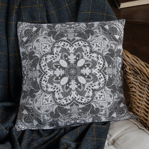 Woodland Squirrels Mandala Choose Your Colour Throw Pillow