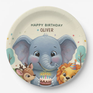 Woodland Storybook Animals 3rd Birthday Paper Plate