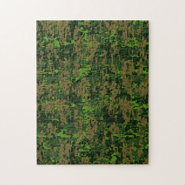 Woodland Style Digital Camouflage Accent Decor Jigsaw Puzzle (Vertical)