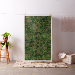 Woodland Style Digital Green Camouflage Accent Fabric