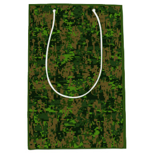 Woodland Style Digital Green Camouflage Accent Medium Gift Bag
