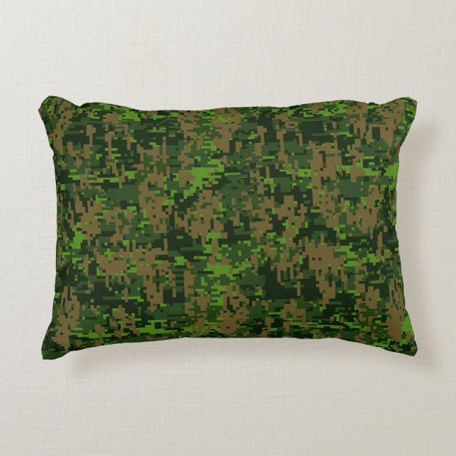 Woodland Style Digital Green Camouflage Accent Pillow (Front)