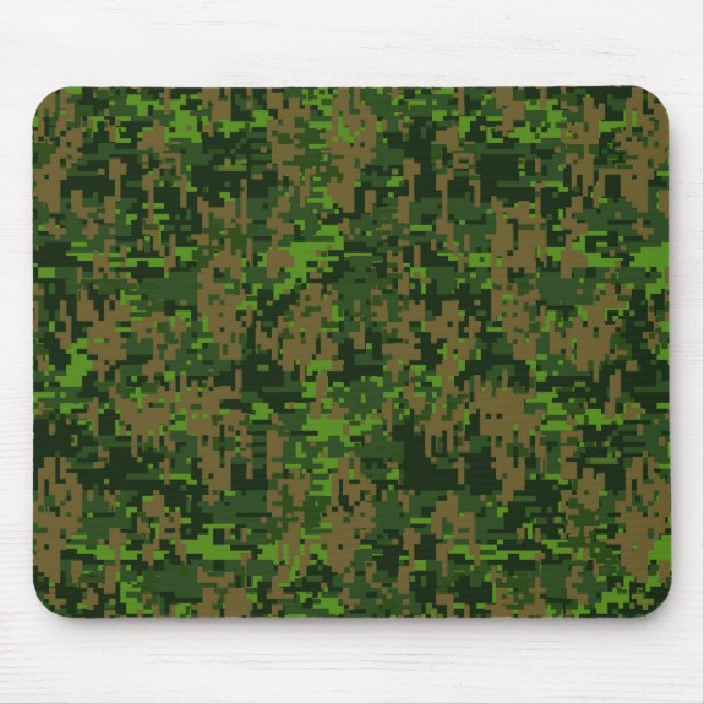 Woodland Style Digital Green Camouflage Decor Mouse Pad (Front)