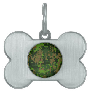 Woodland Style Digital Green Camouflage Decor Pet Tag