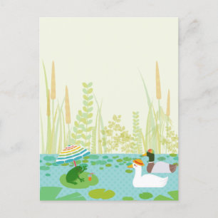 Woodland Summer Lake Animals Vacation Party  Holiday Postcard