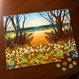 Woodland Sunrise and Wildflowers Jigsaw Puzzle