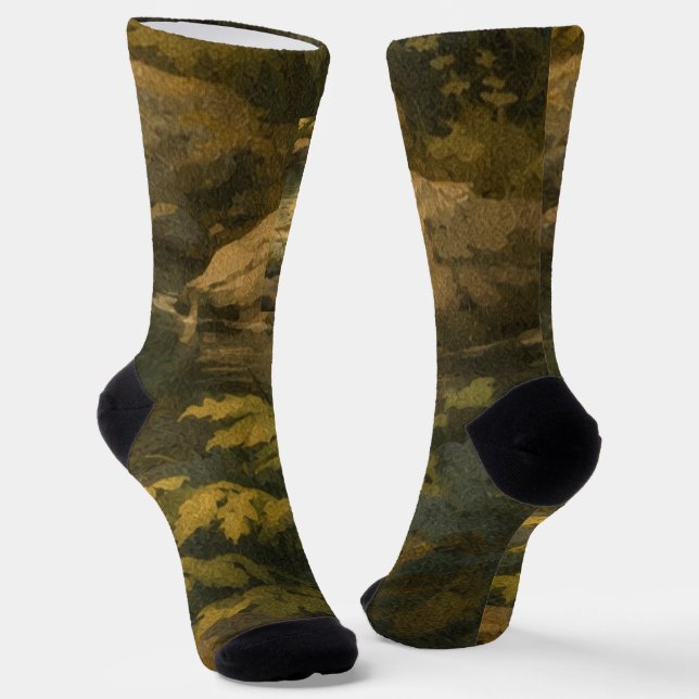 Woodland Texture Crew Socks (Angled)