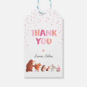 Woodland thank you favour gift tag Pink Girl Fores