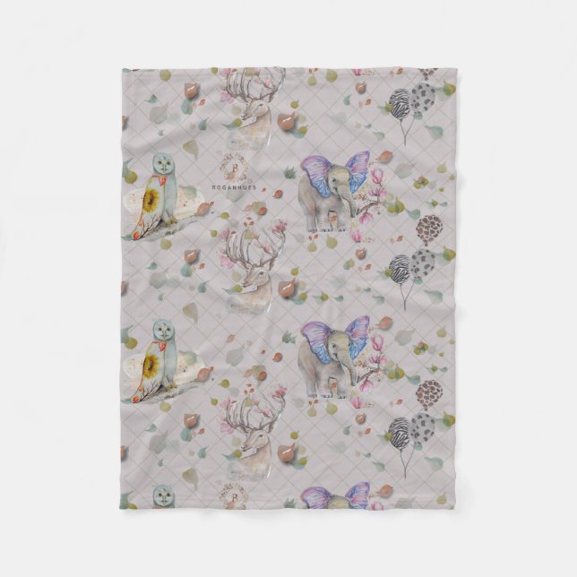 Woodland Theme Baby Fleece Blanket (Front)