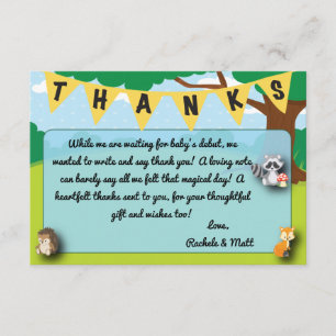 Woodland theme baby shower thank you card custom!