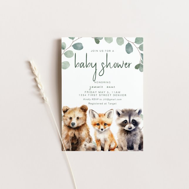 Woodland Theme Baby Shower with Animals Invitation (Creator Uploaded)