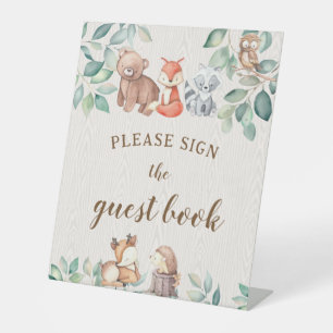 Woodland thème bébé garçon douche panneau du livre