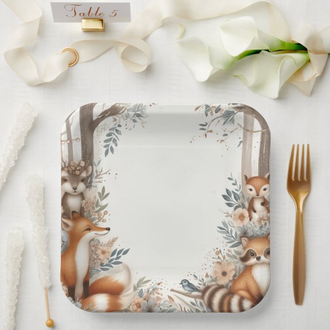 Woodland Themed baby shower Paper Plates (Wedding)