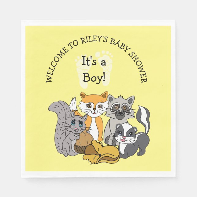 Woodland Themed Boy's Baby Shower   Napkins (Front)