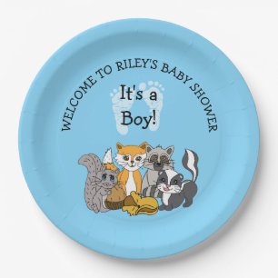 Woodland Themed Boy's Baby Shower Paper Plate