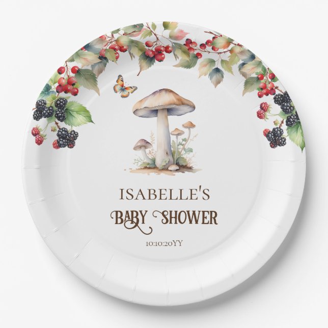 Woodland Toadstool & Mushroom Fall Baby Shower  Paper Plate (Front)