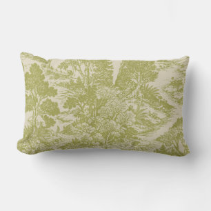 Woodland Toile Forest Animals Vintage Botanical Lumbar Pillow