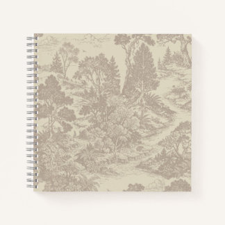 Woodland Toile Forest Animals Vintage Botanical  Notebook