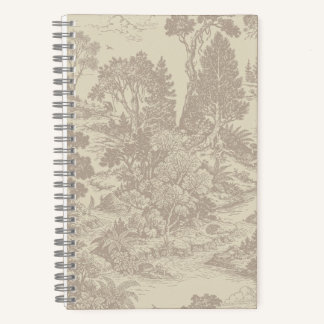 Woodland Toile Forest Animals Vintage Botanical  Notebook