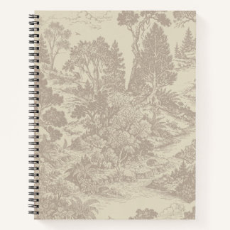 Woodland Toile Forest Animals Vintage Botanical  Notebook