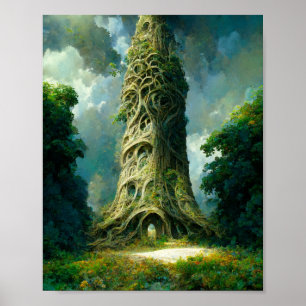 Woodland Tower Fantasy Art Poster