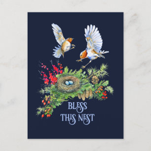 Woodland Treasures Bless This Nest Housewarming Postcard