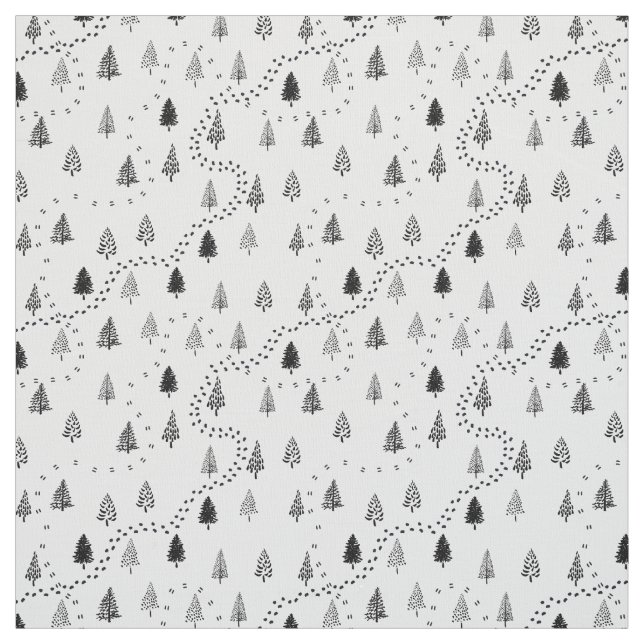 Woodland Tree Path Pattern Fabric (Swatch)