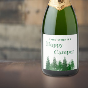 Woodland Trees Birthday Sparkling Wine Label
