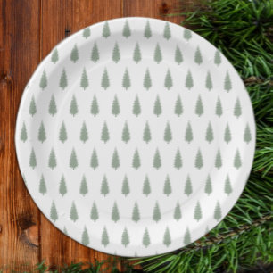 Woodland Trees Christmas Paper Plate