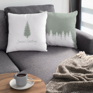 Woodland Trees Christmas Throw Pillow