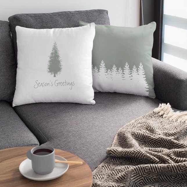 Woodland Trees Christmas Throw Pillow (Creator Uploaded)