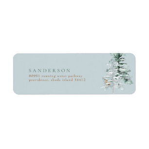 Woodland Trees Deer Sea Glass Adresse de retour