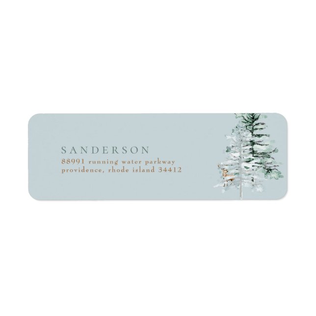 Woodland Trees Deer Sea Glass Adresse de retour (Devant)