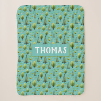 Woodland Trees Personalized Name Sherpa Blanket