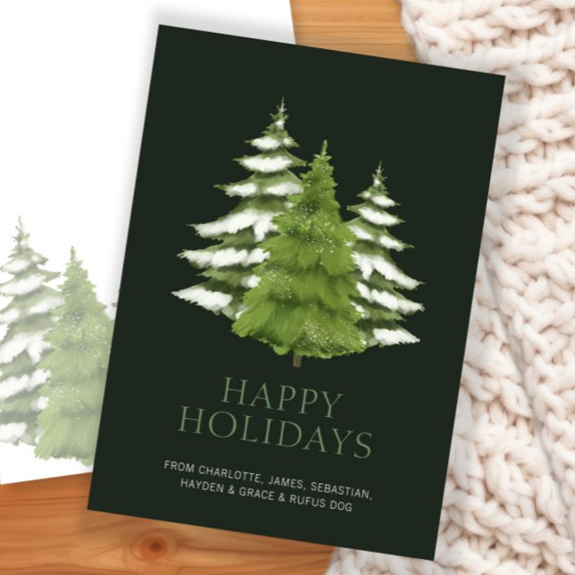 Woodland Trees Themed Christmas Personalized Holiday Card (Woodland Trees Themed Christmas Personalized Holiday Card by Ricaso. Elegant Christmas trees.)