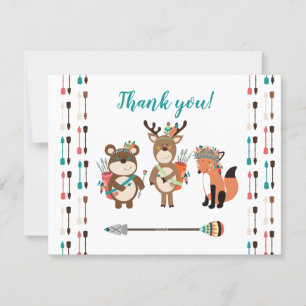Woodland Tribal Boho Baby Shower Thank you notes